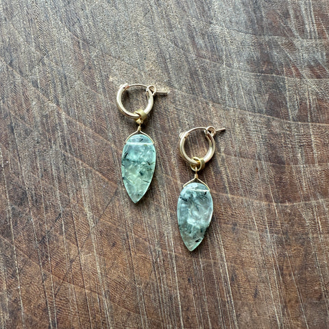 Lissa Bowie // Textured Brass Hoops with Pearl