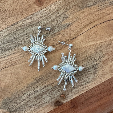 Frug // Hammered Diamond Brass Earrings