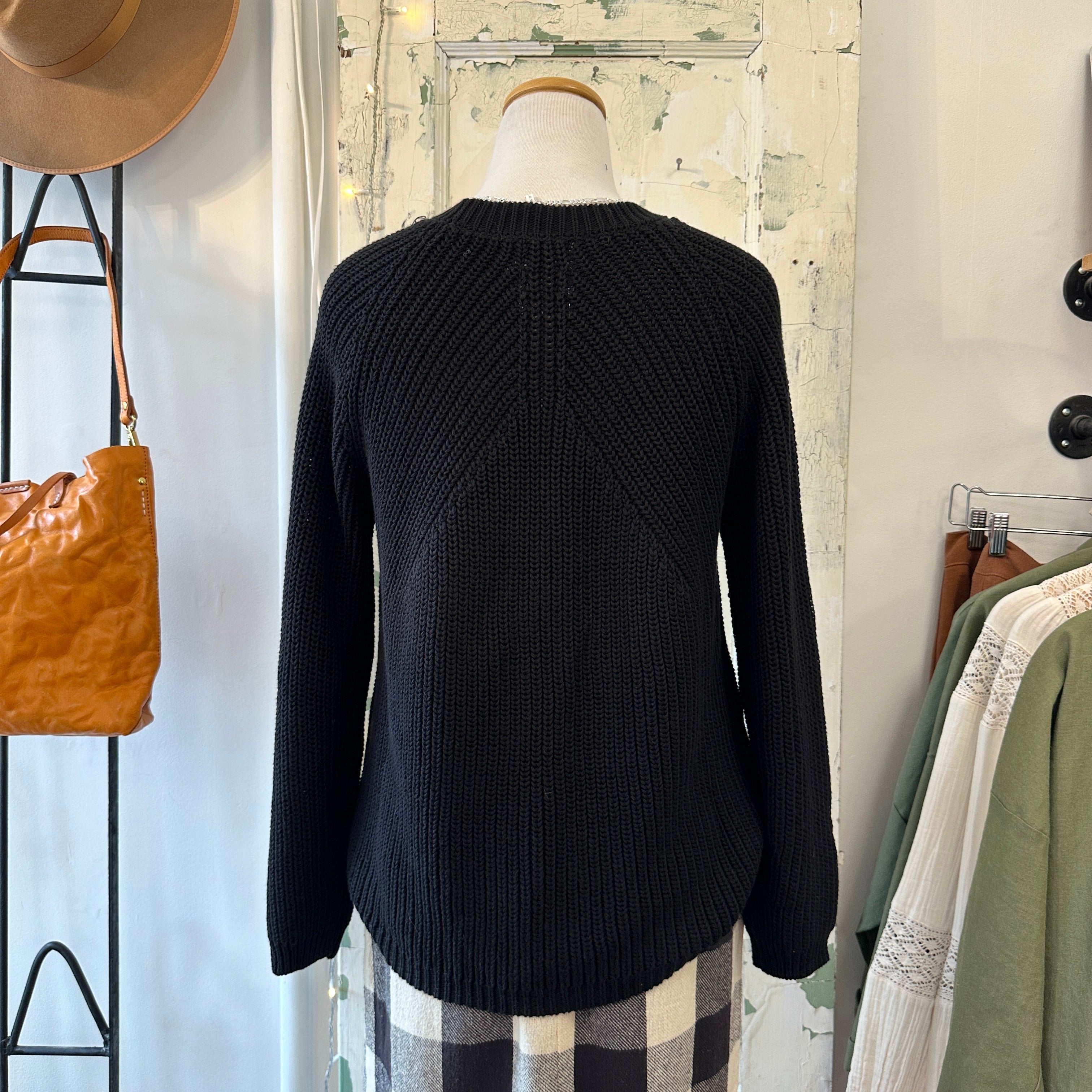 Indi & Cold // Black Cotton Knit Sweater