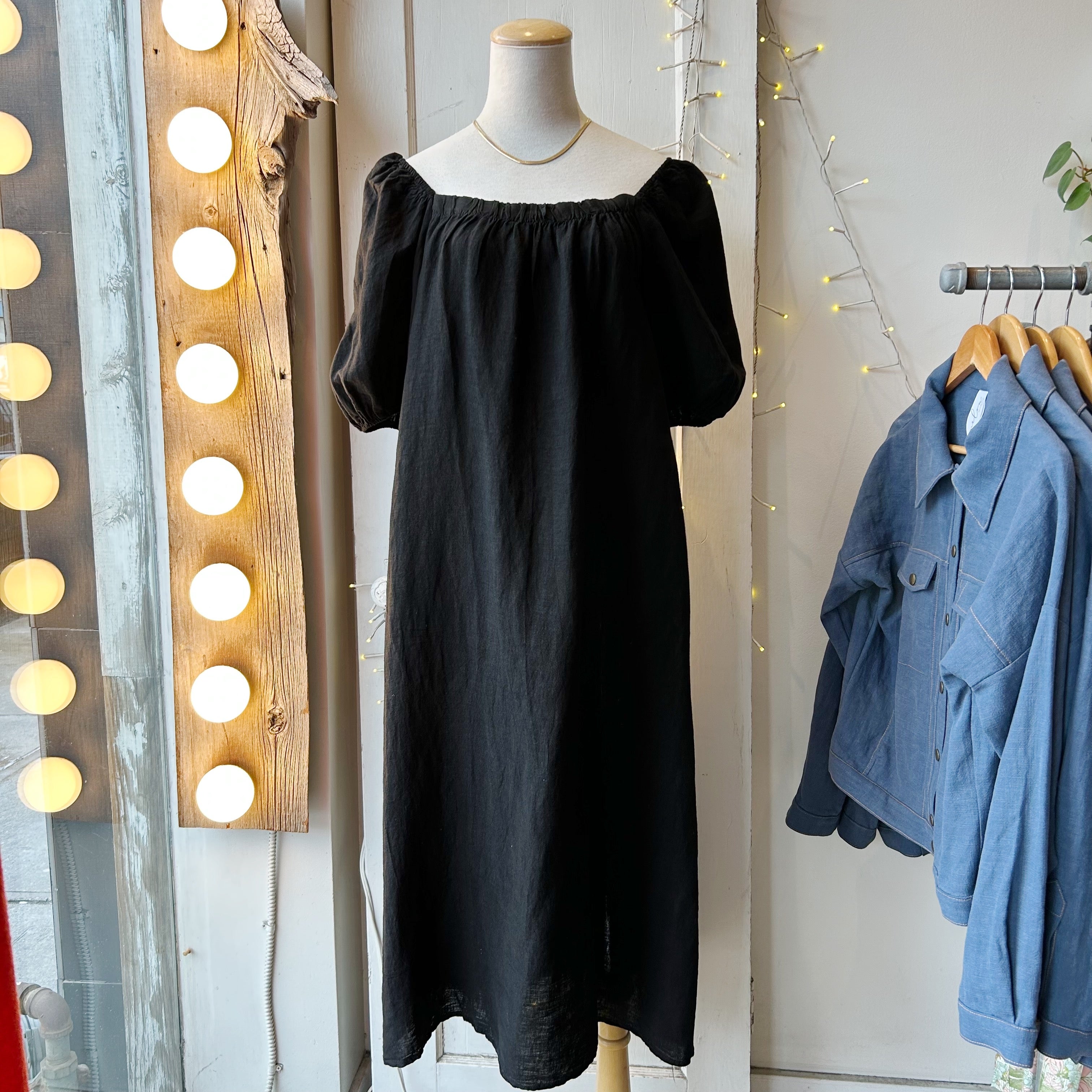Astrid // Pouf Sleeve Linen Dress