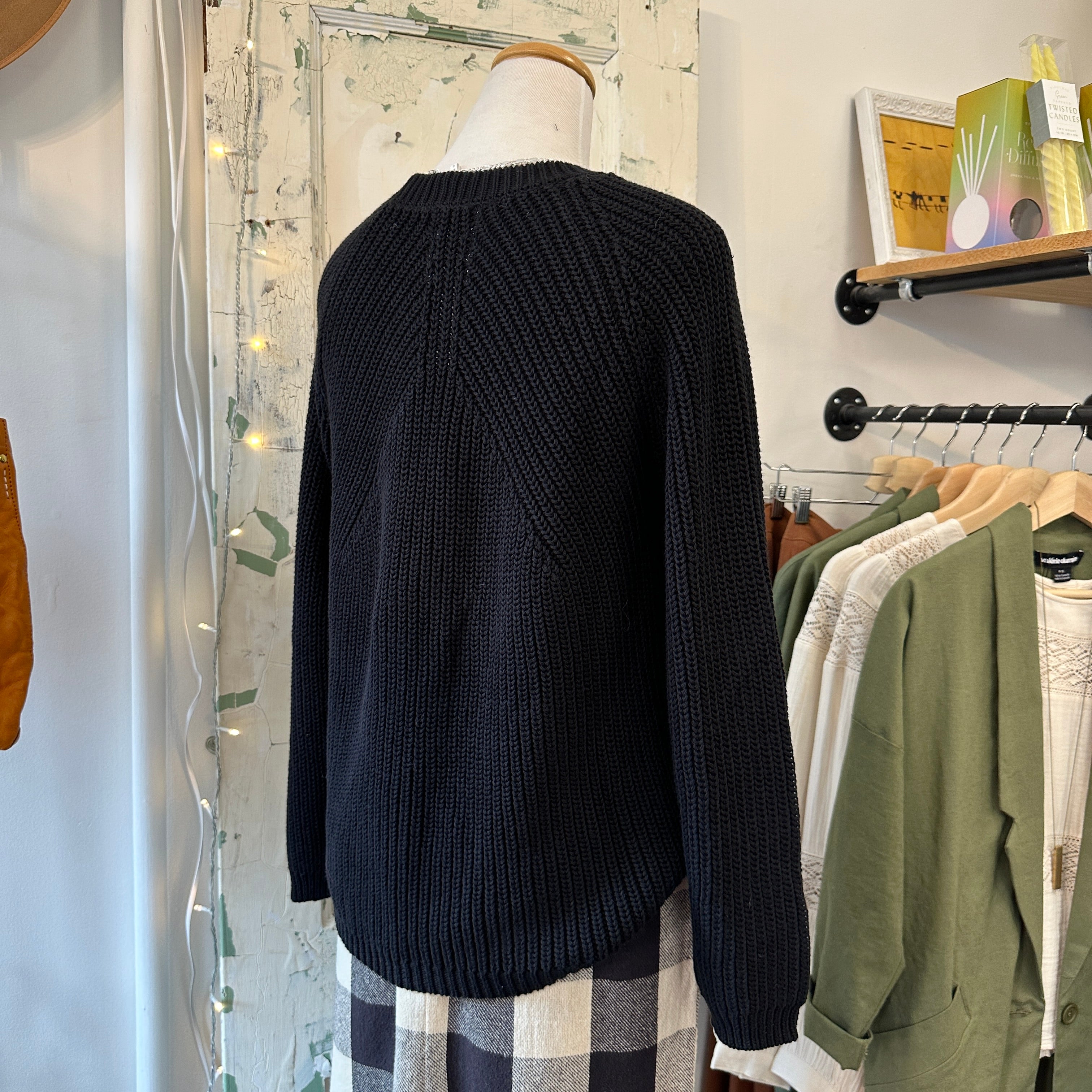 Indi & Cold // Black Cotton Knit Sweater