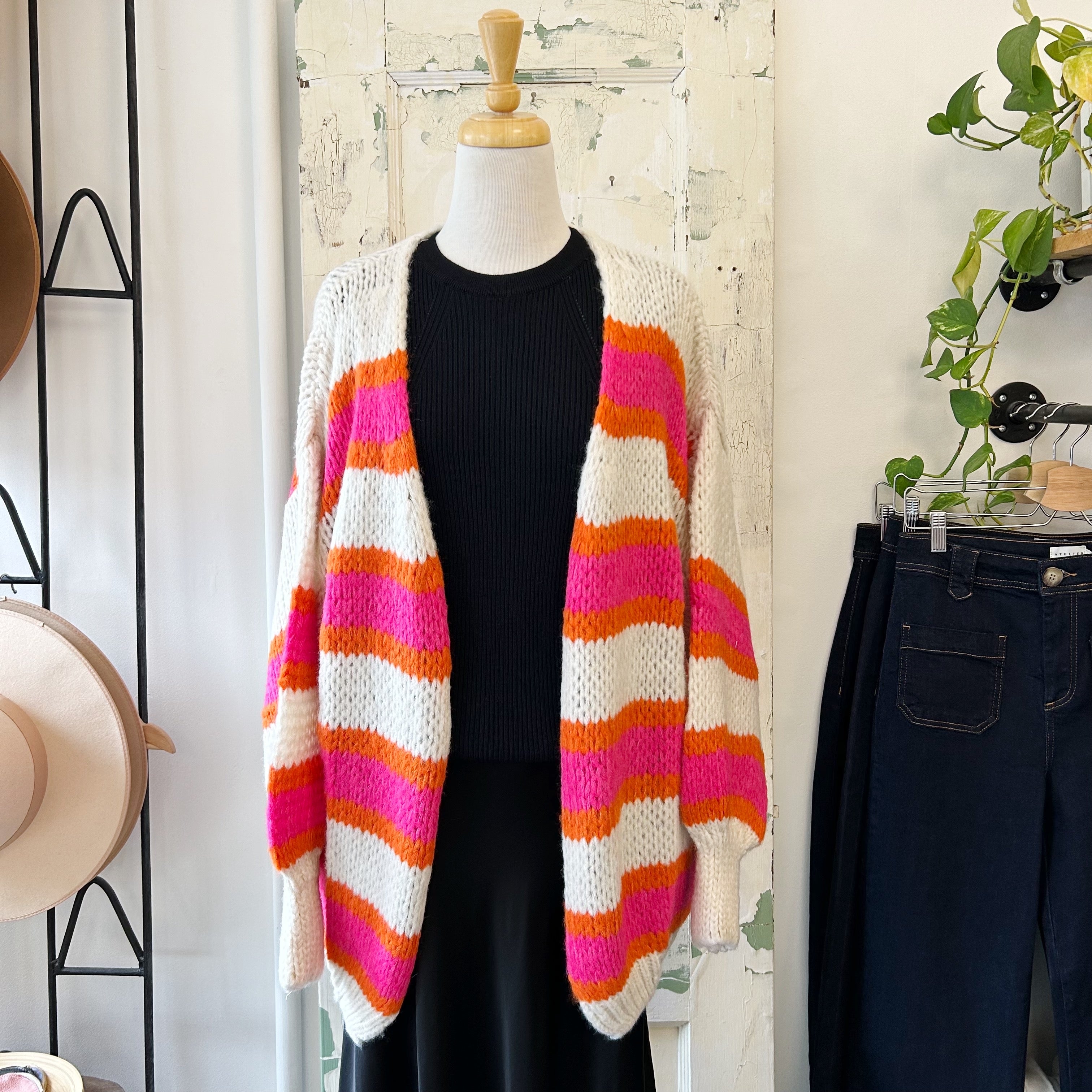 Astrid // Fuschia Granny Stripe Cardi