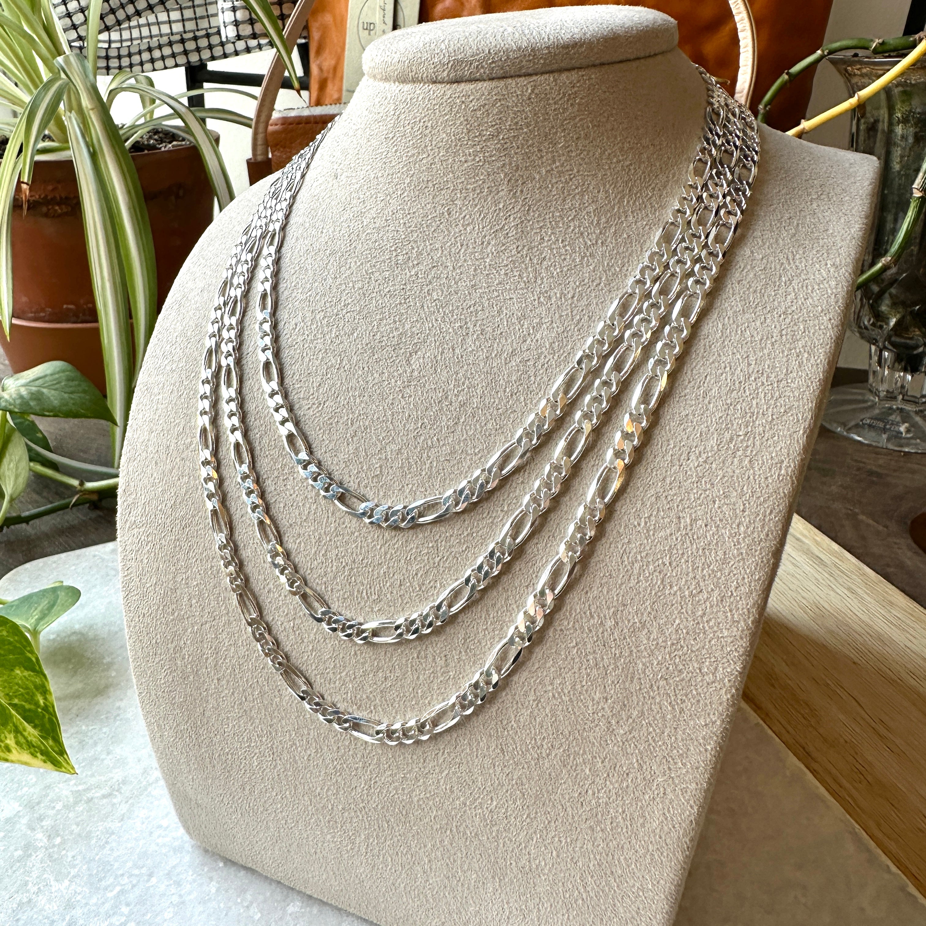 Bamiyan // Sterling Silver Figaro 4.3 mm Chain (Various Lengths)