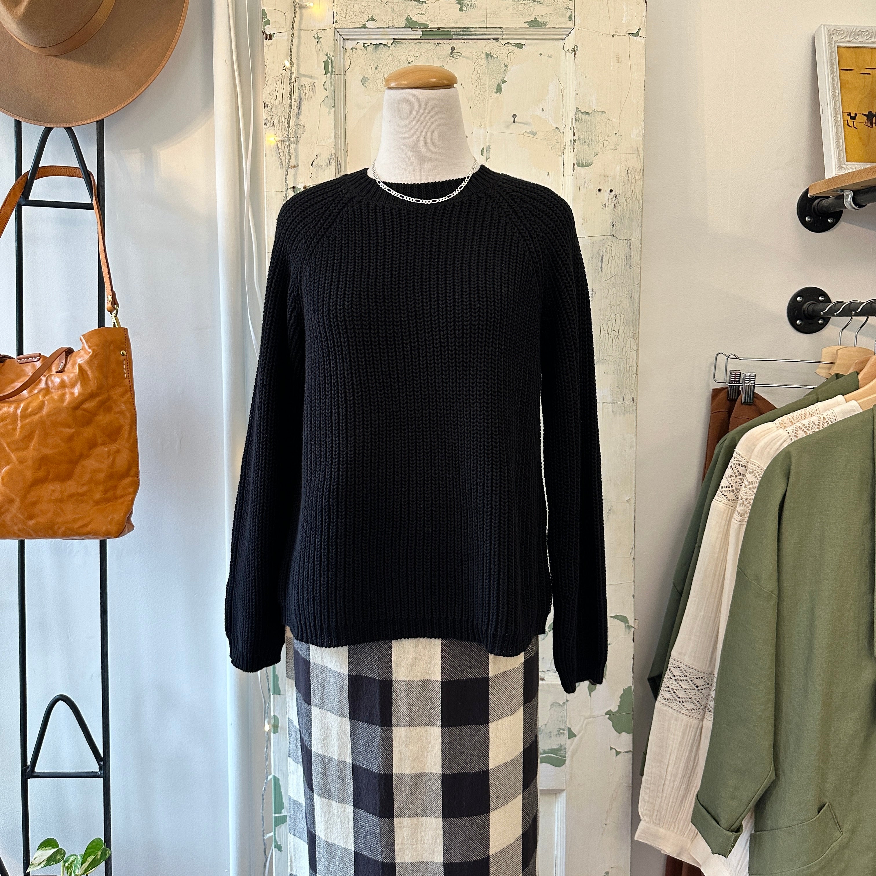 Indi & Cold // Black Cotton Knit Sweater