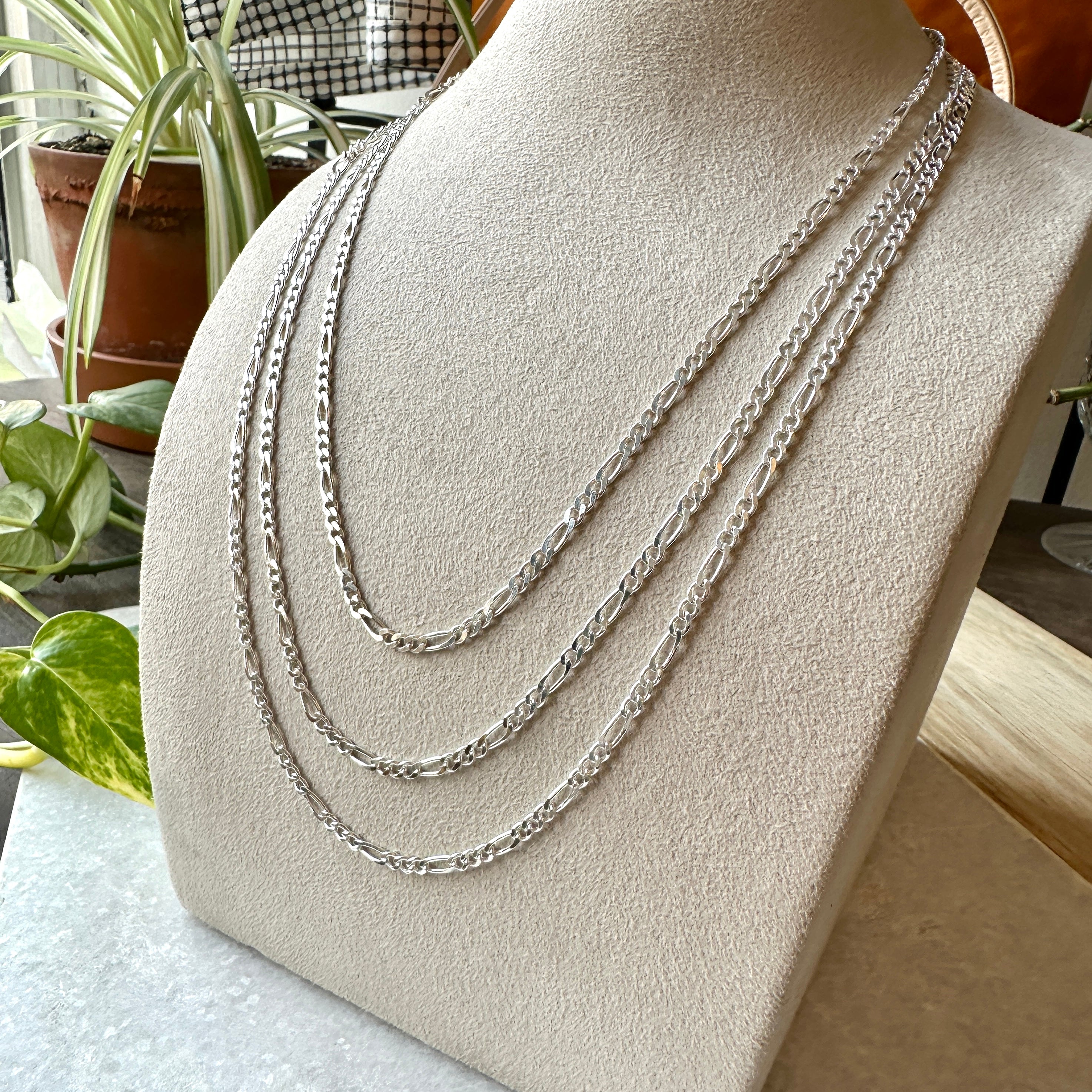Bamiyan // Sterling Silver Figaro 3mm Chain (Various Lengths)