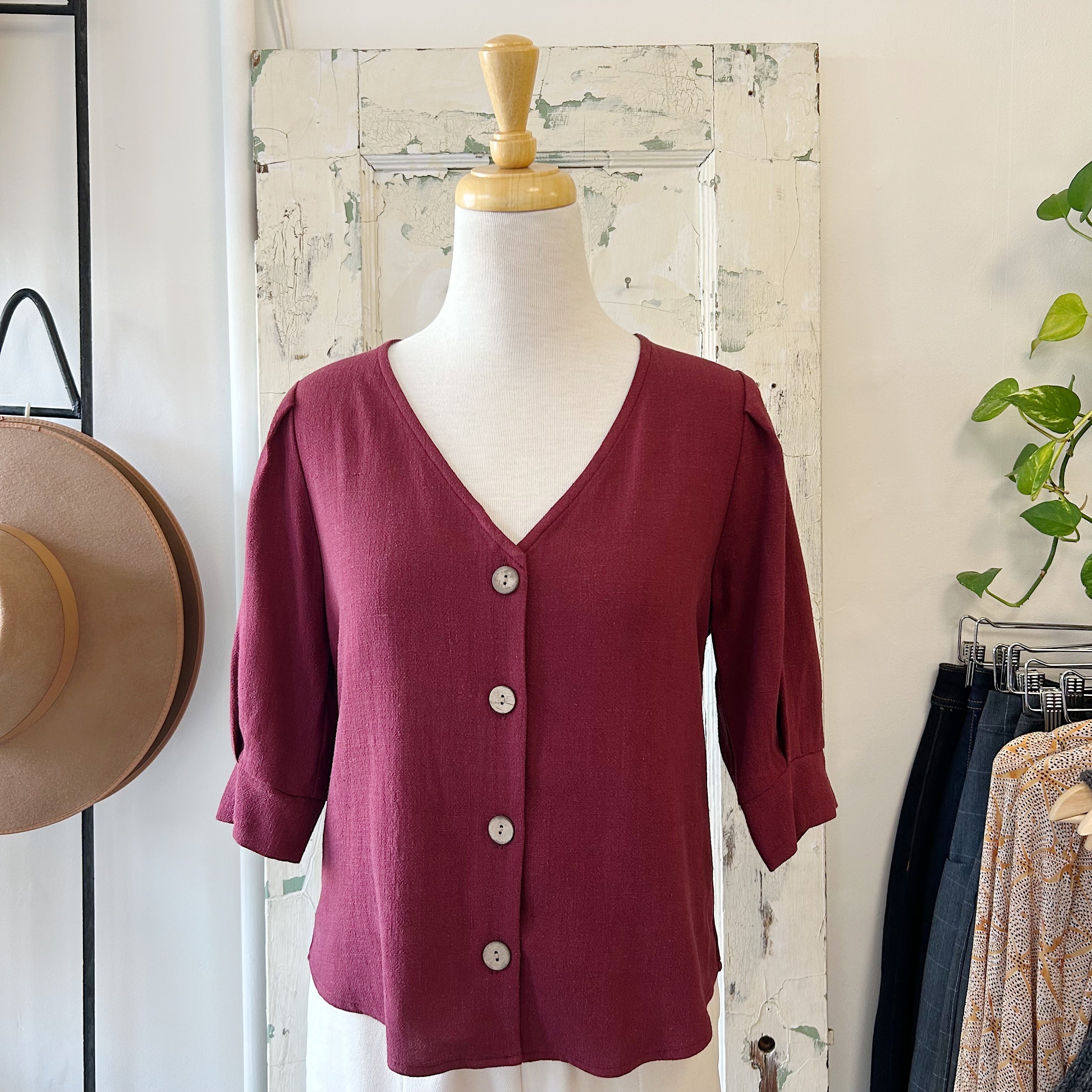 Dagg & Stacey // Elouise Button Up Garnet