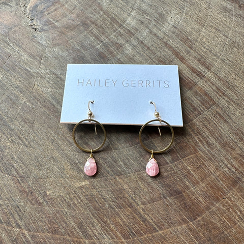 Lissa Bowie // Textured Brass Hoops with Pearl