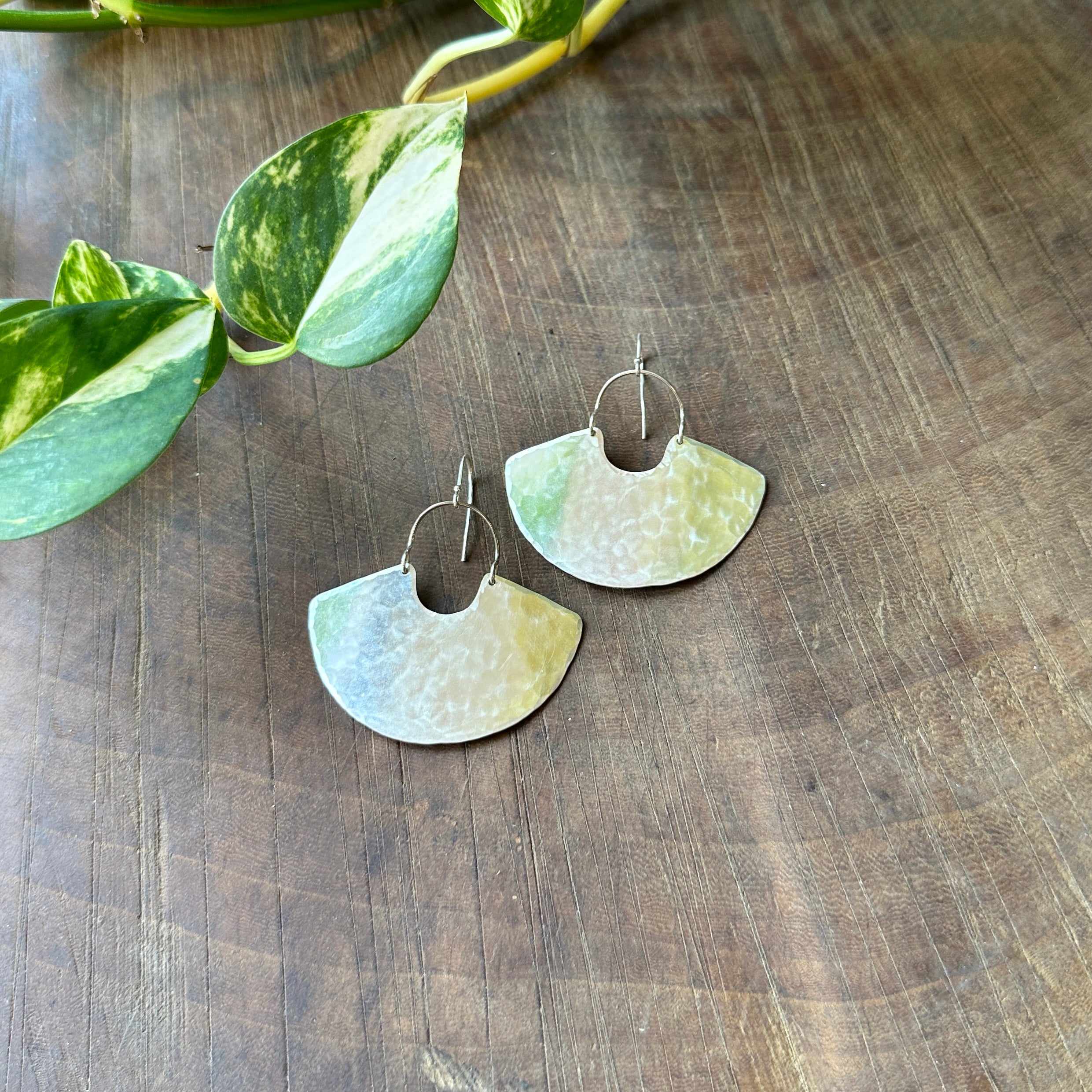 Enarmoured // Goddess Shield Earrings Hammered Silver