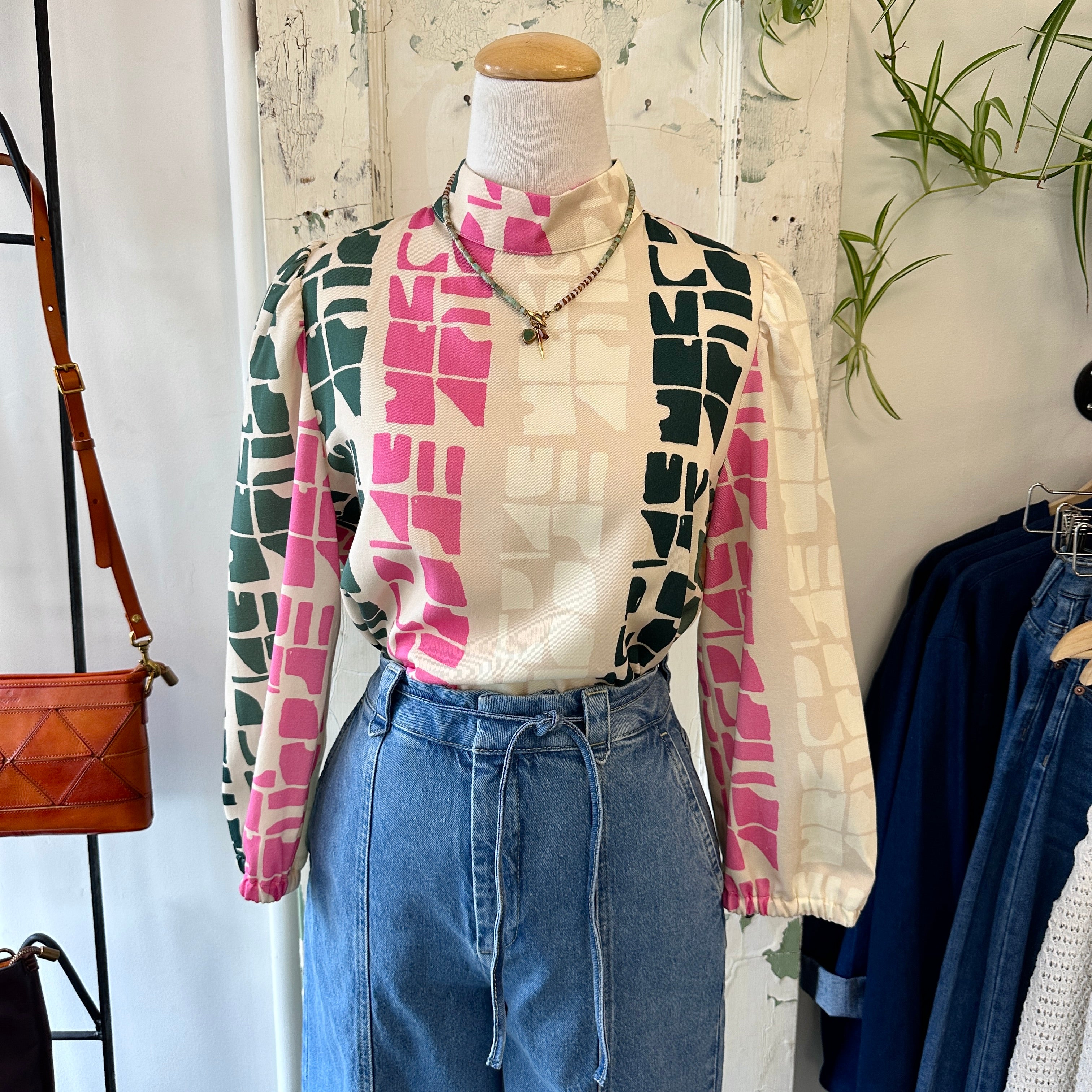 Eve Gravel // Connie Top Totem Pink Block Print