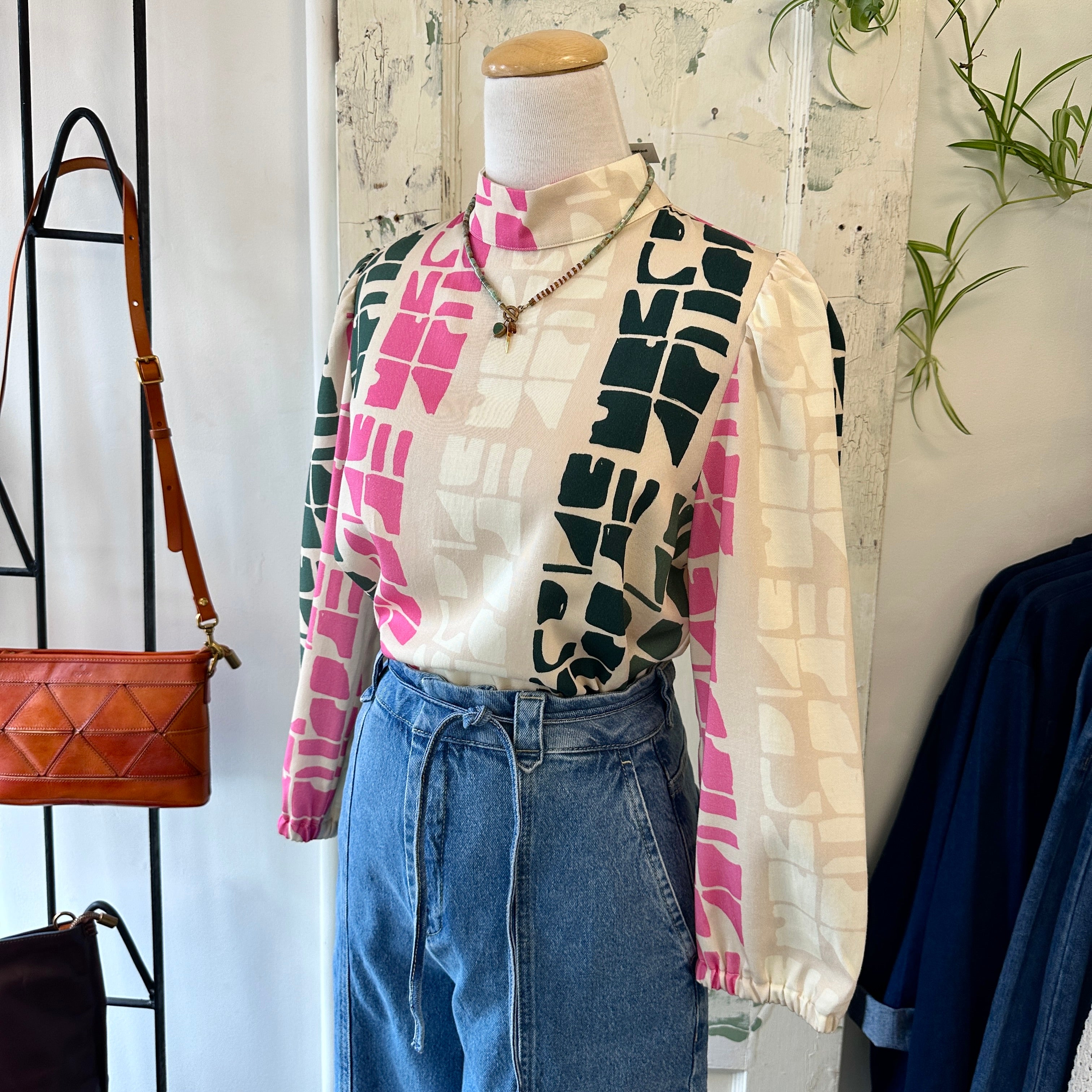 Eve Gravel // Connie Top Totem Pink Block Print
