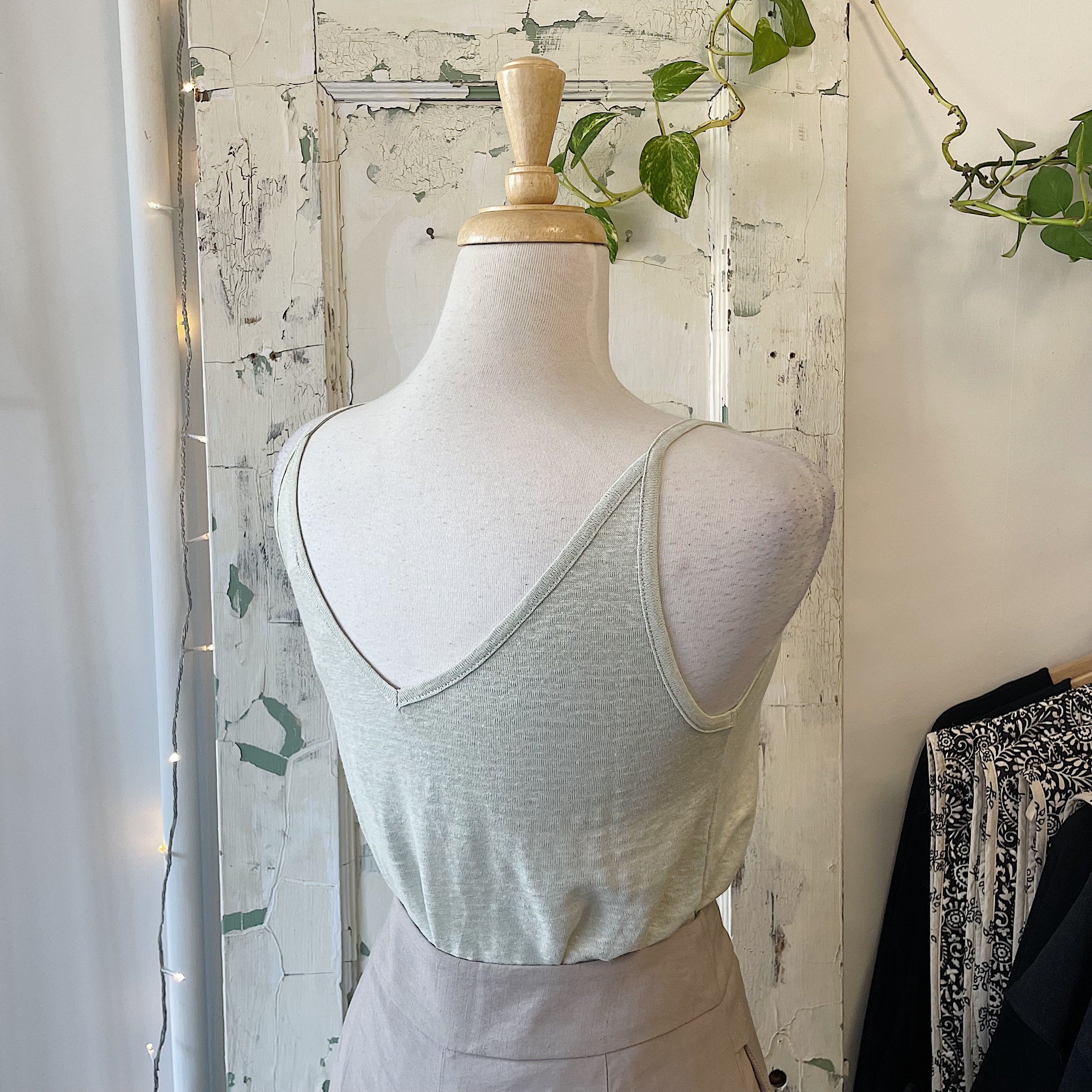 Indi & Cold // June Linen Tank Celery *Last Size XL