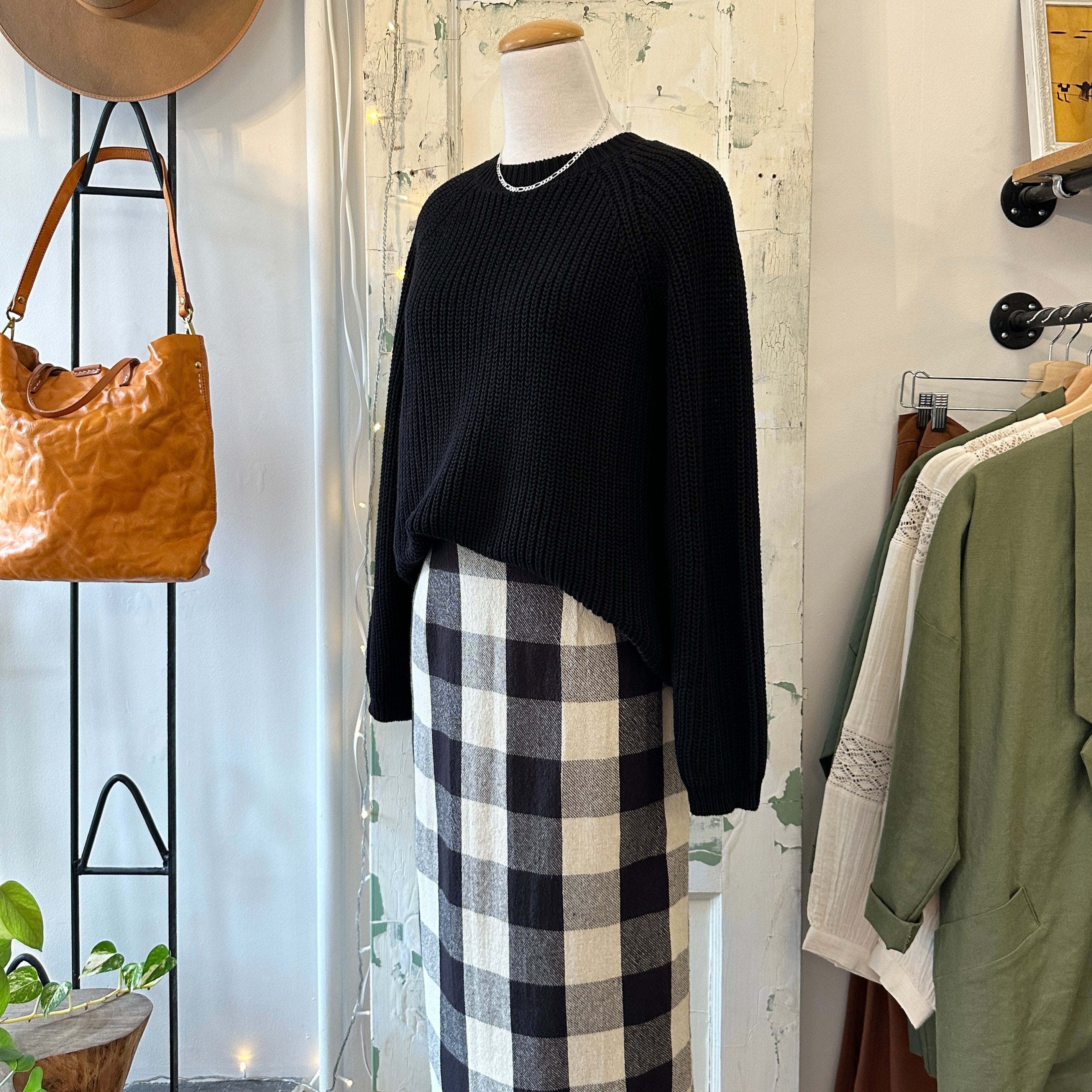 Indi & Cold // Black Cotton Knit Sweater