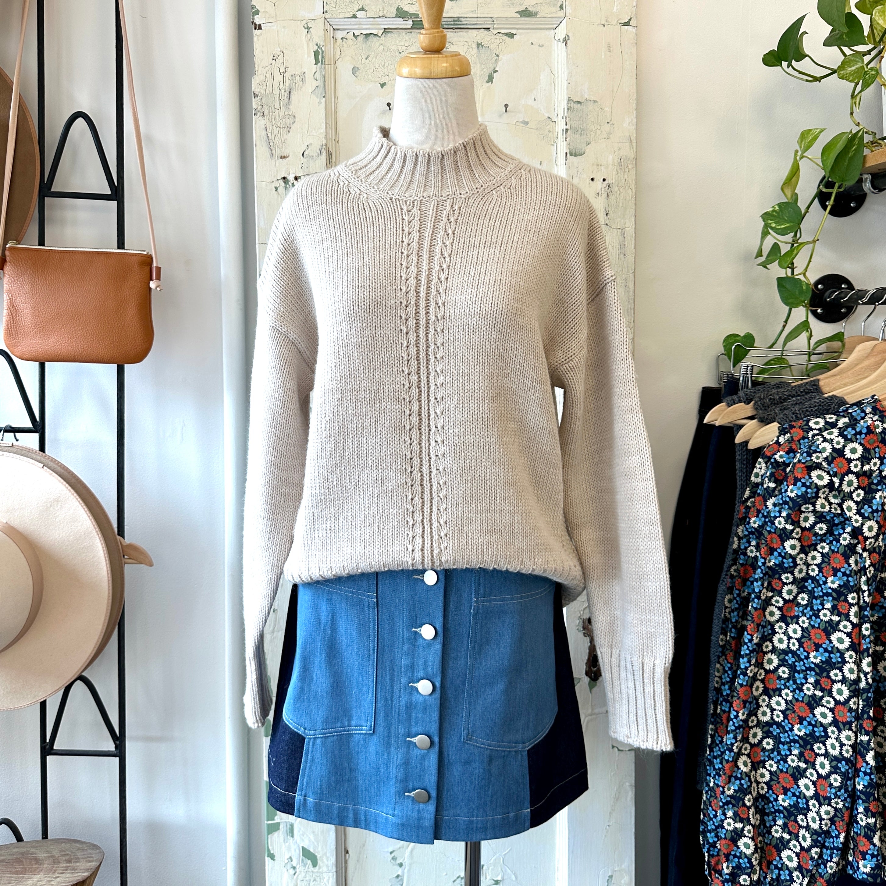 Indi & Cold // Cream Jersey Knit Sweater
