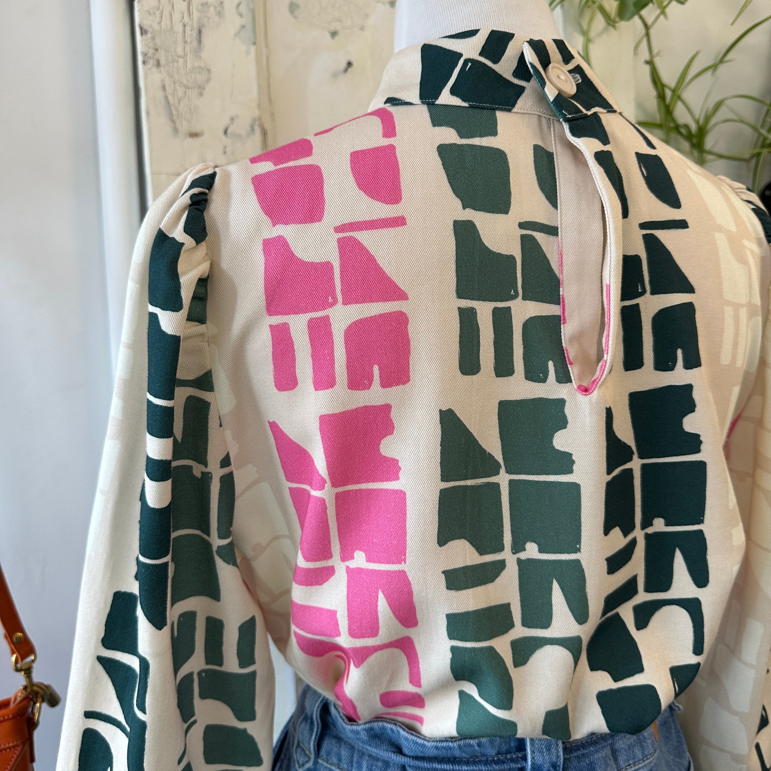 Eve Gravel // Connie Top Totem Pink Block Print