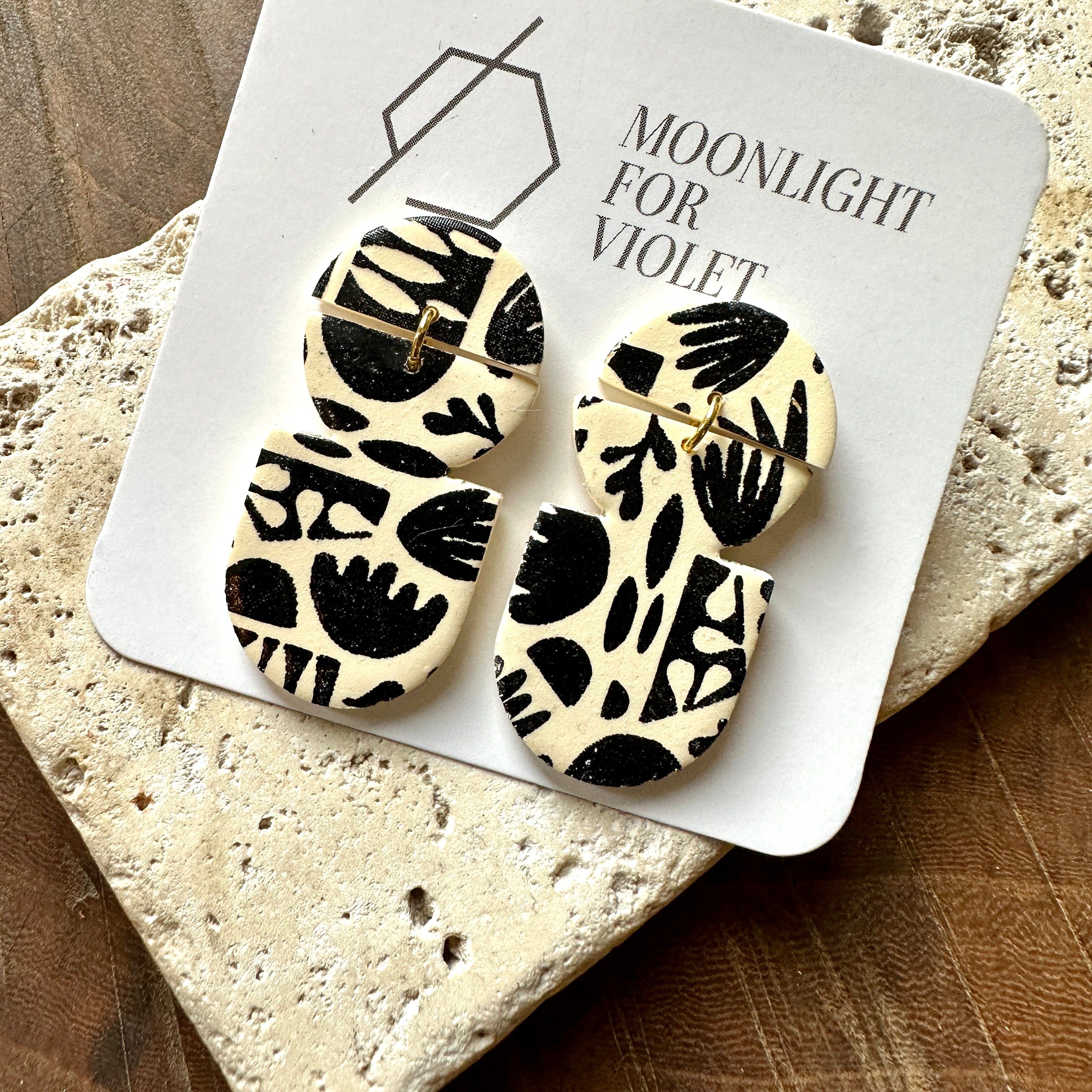 Moonlight For Violet // Flora Earrings Black