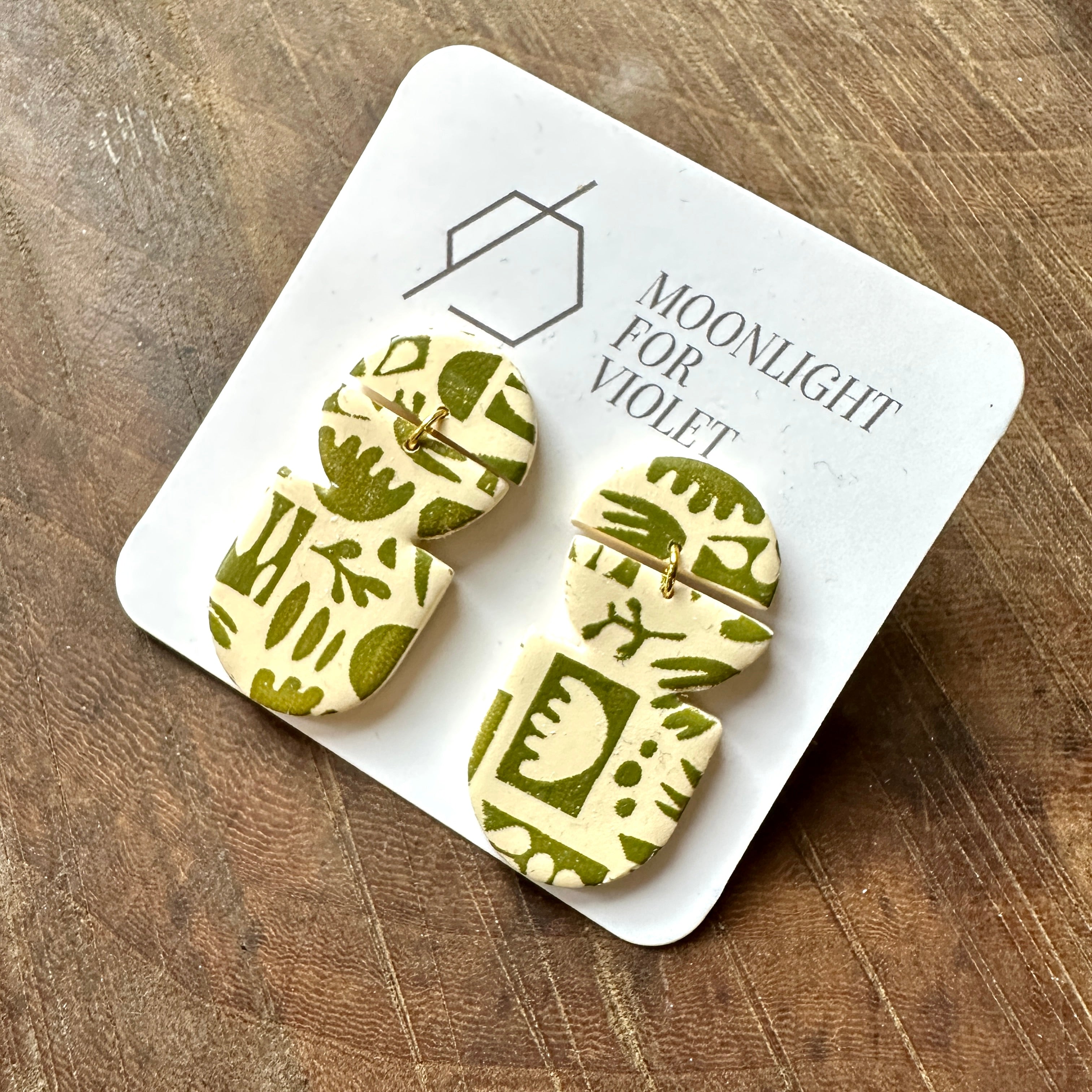 Moonlight For Violet // Flora Earrings Green