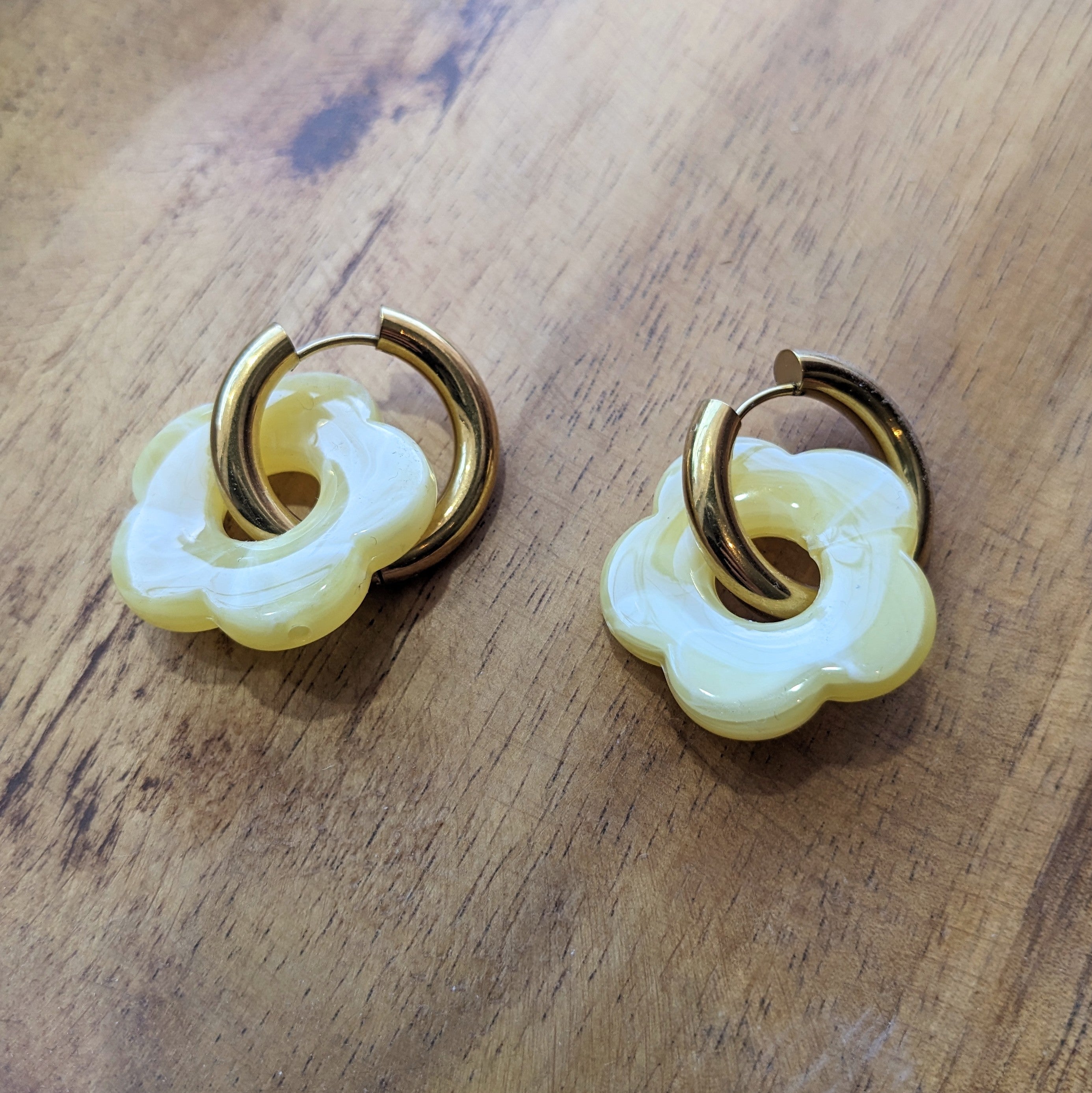 Frug // Flower Puff Hoops Yellow