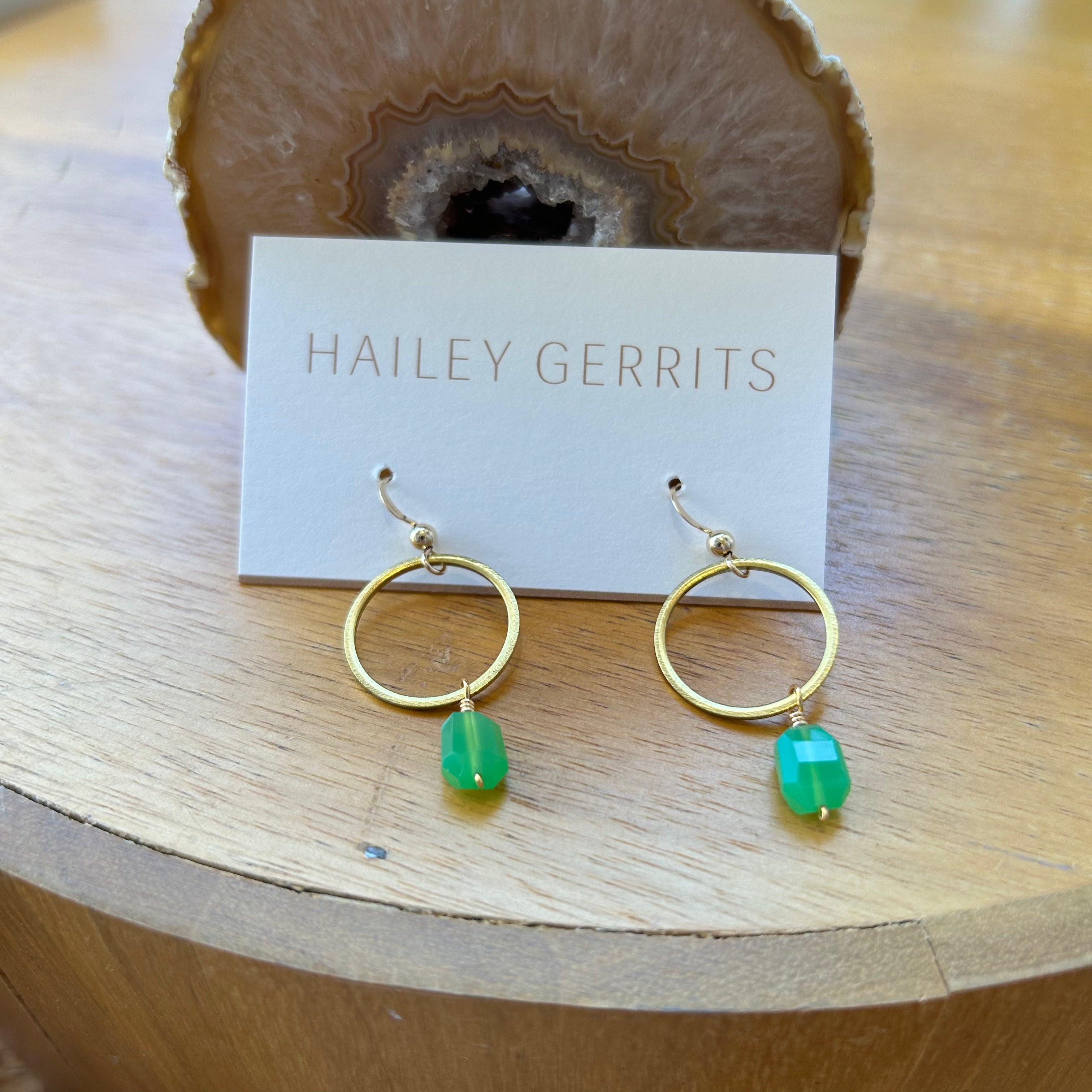 Hailey Gerrits // Rhea Drop Earrings Chrysoprase