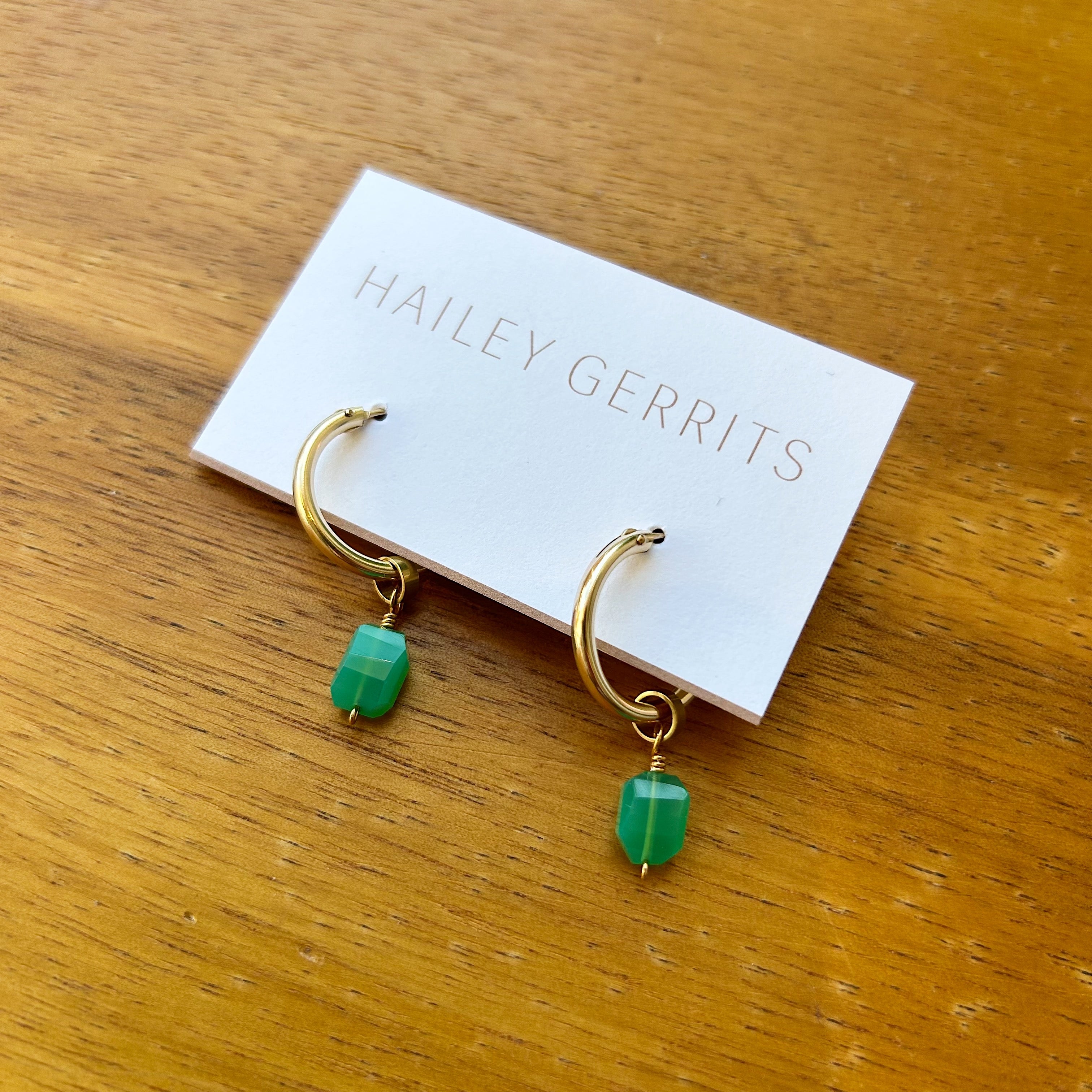 Hailey Gerrits // Nahla Earrings Chrysoprase 18mm