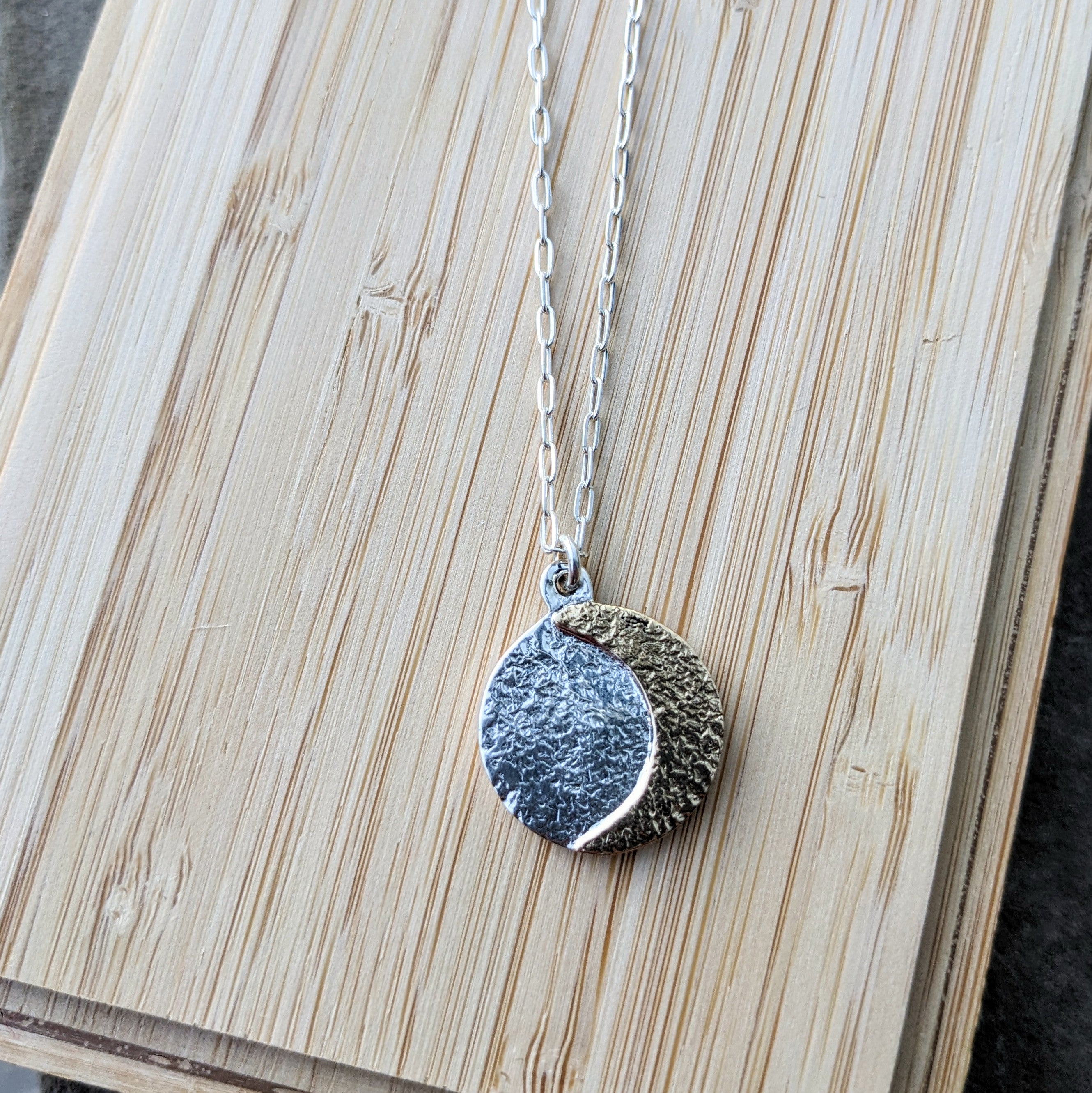 Lissa Bowie // Moon Coin Necklace Brass/Sterling Silver