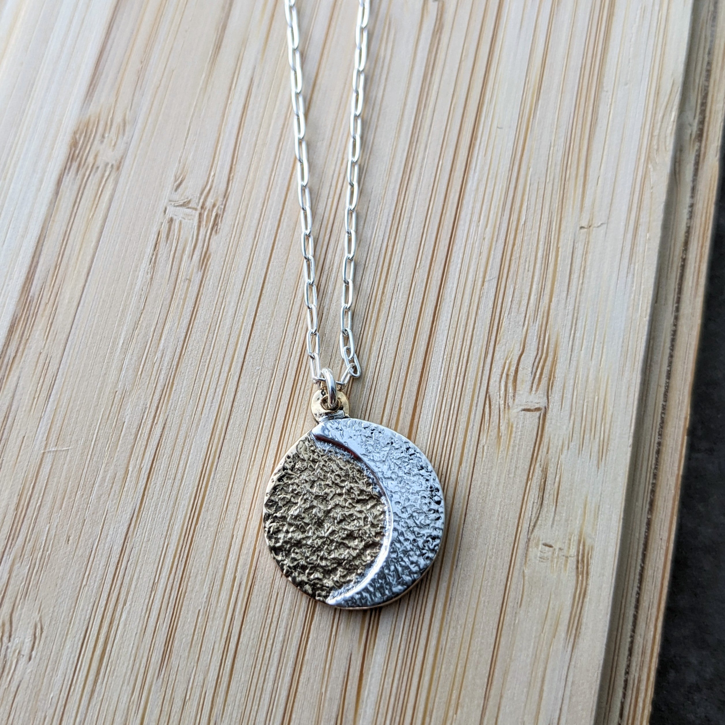 Lissa Bowie // Moon Coin Necklace Brass/Sterling Silver