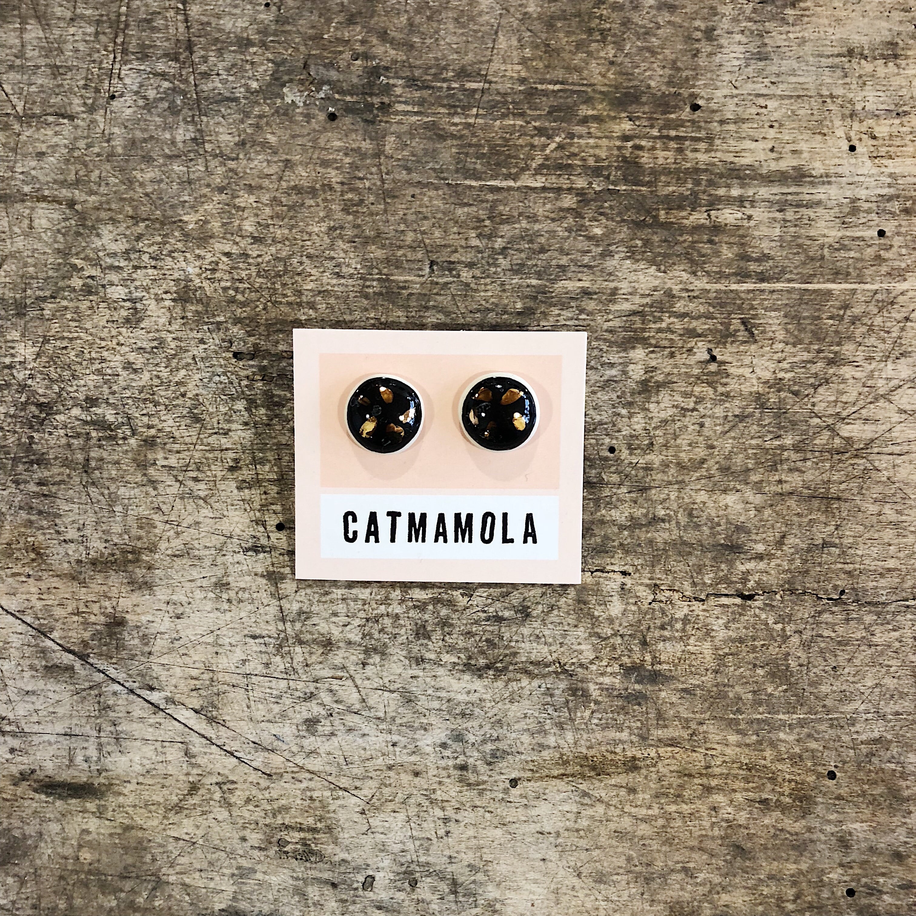 Catmamola // Ceramic Stud Earrings Black