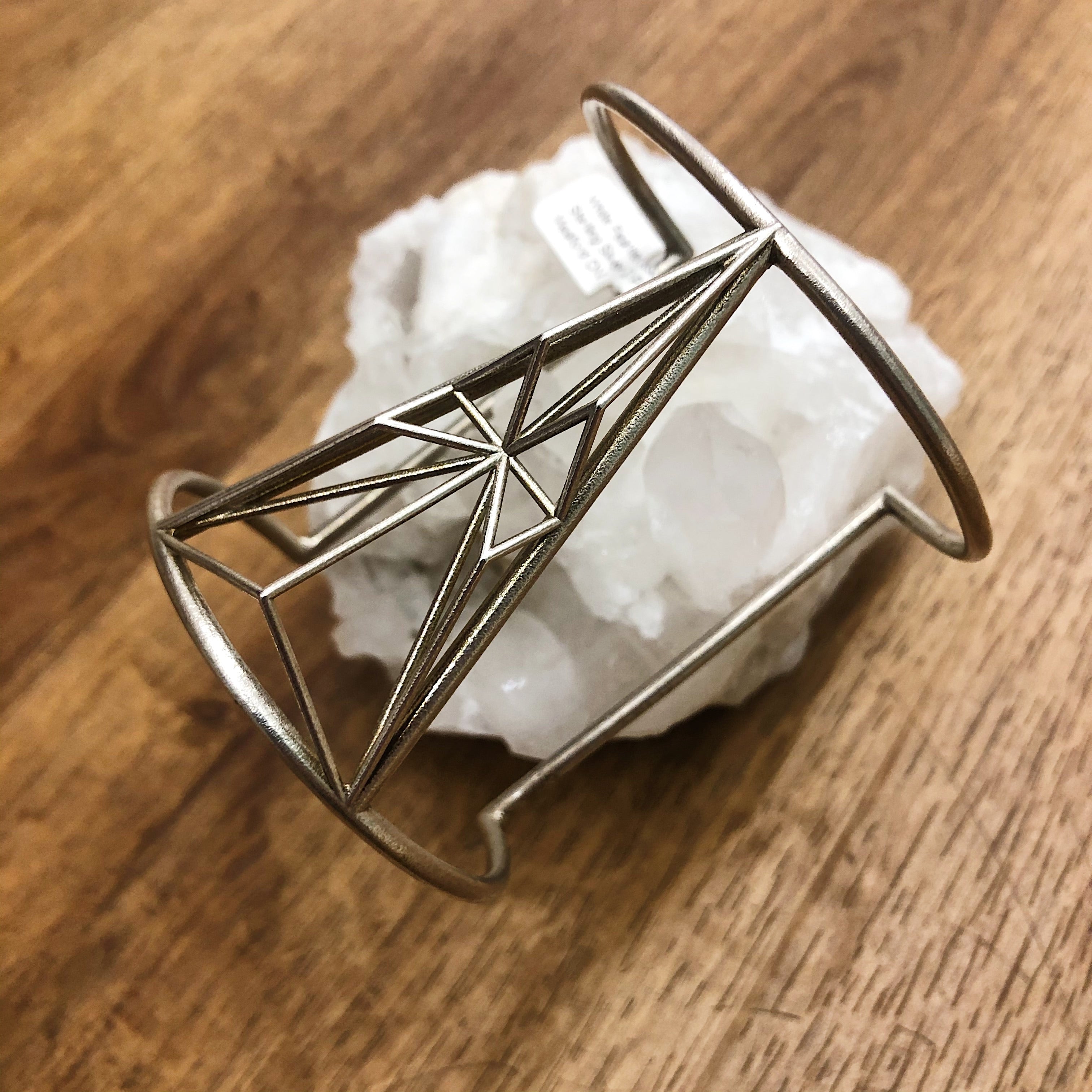 White Feather Design // Large Crystalized Cuff Silver