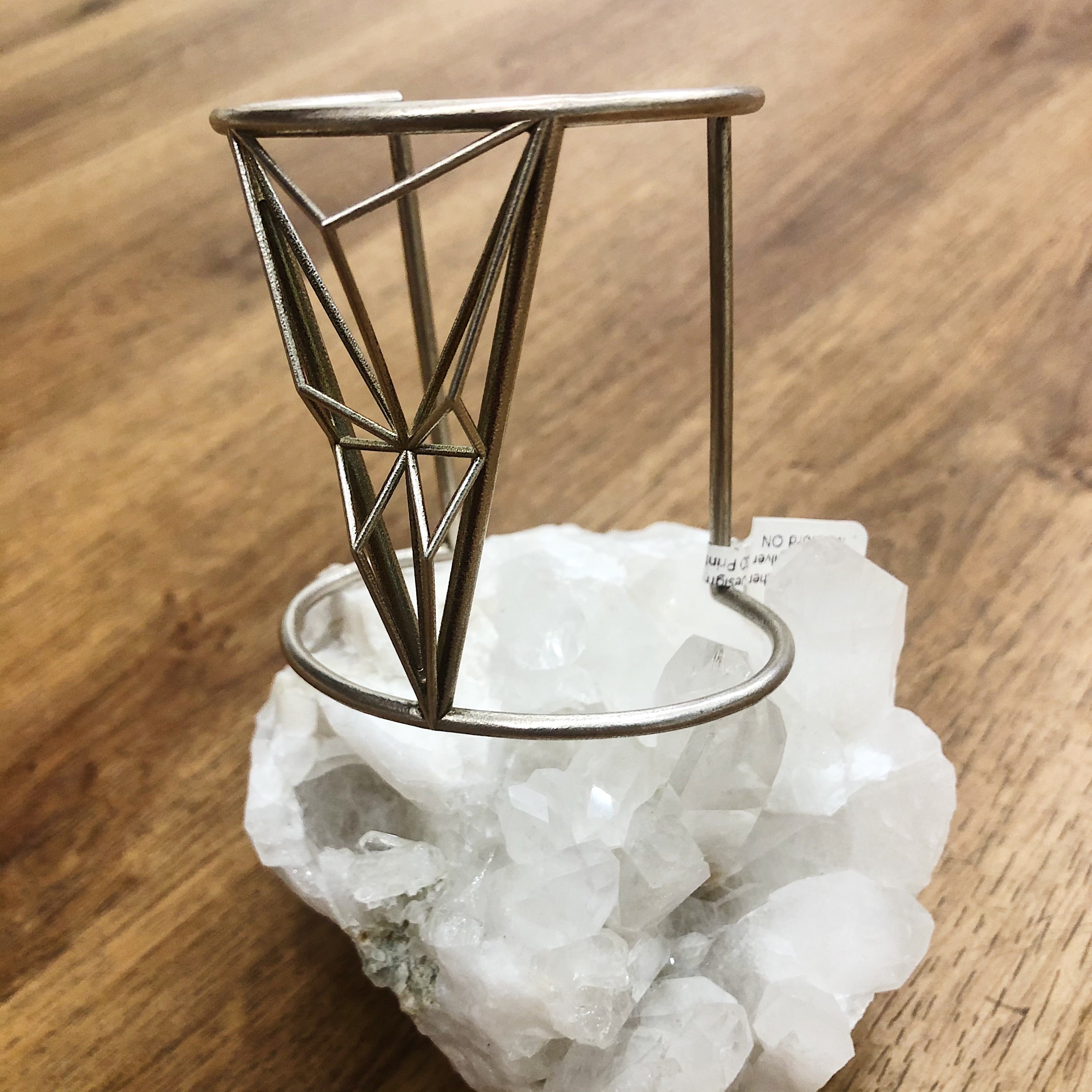 White Feather Design // Large Crystalized Cuff Silver