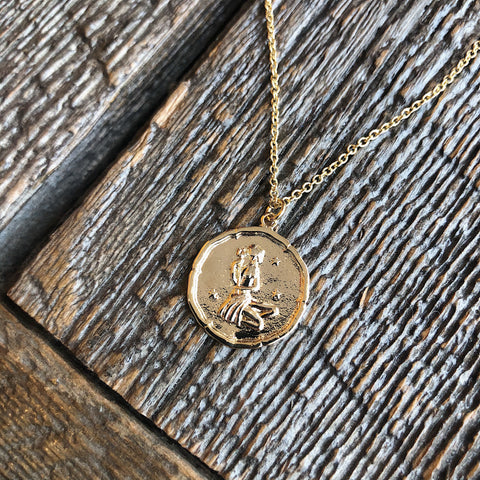 White Feather Design // Zodiac Coin Necklace Virgo
