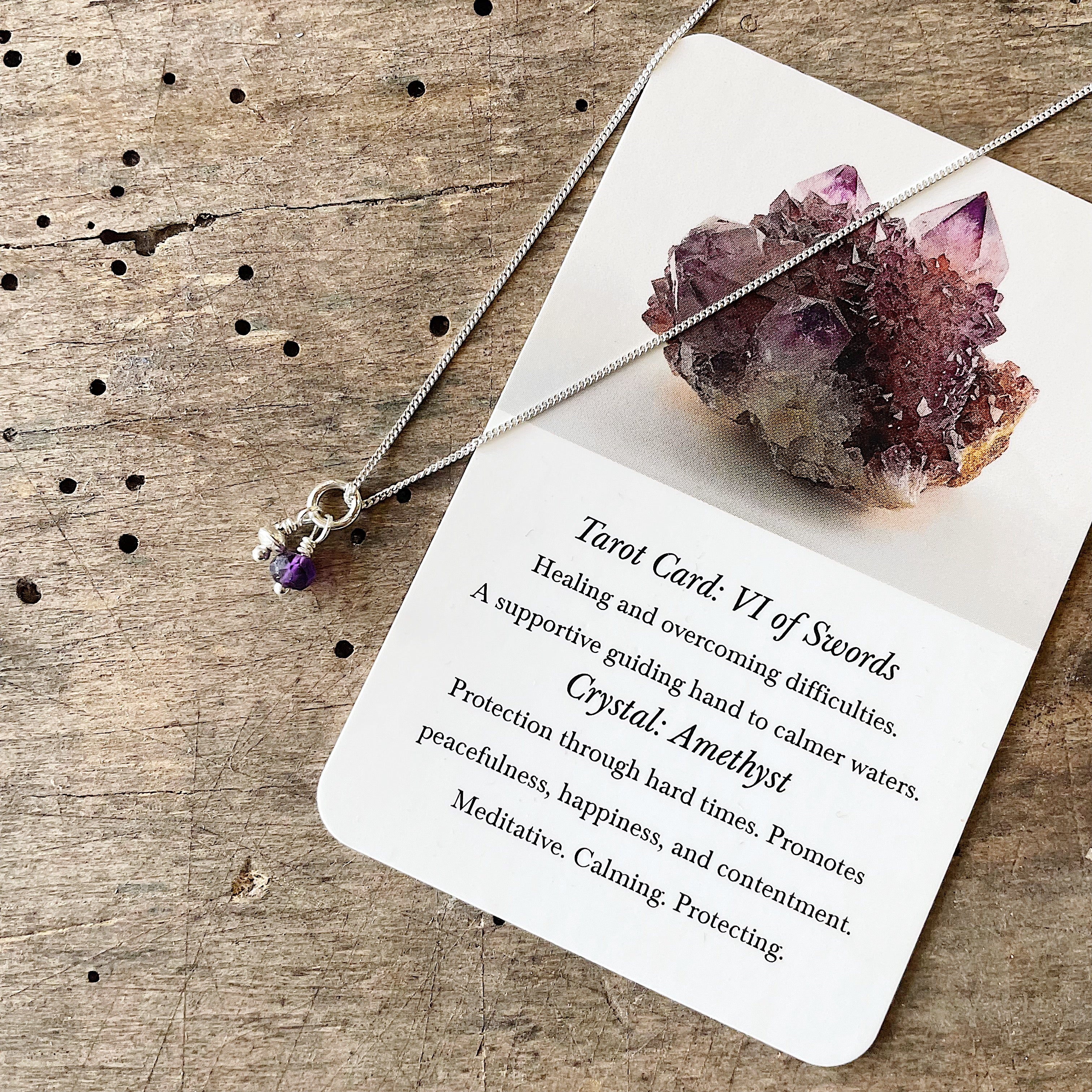 Three of Cups // VI of Swords Necklace Amethyst