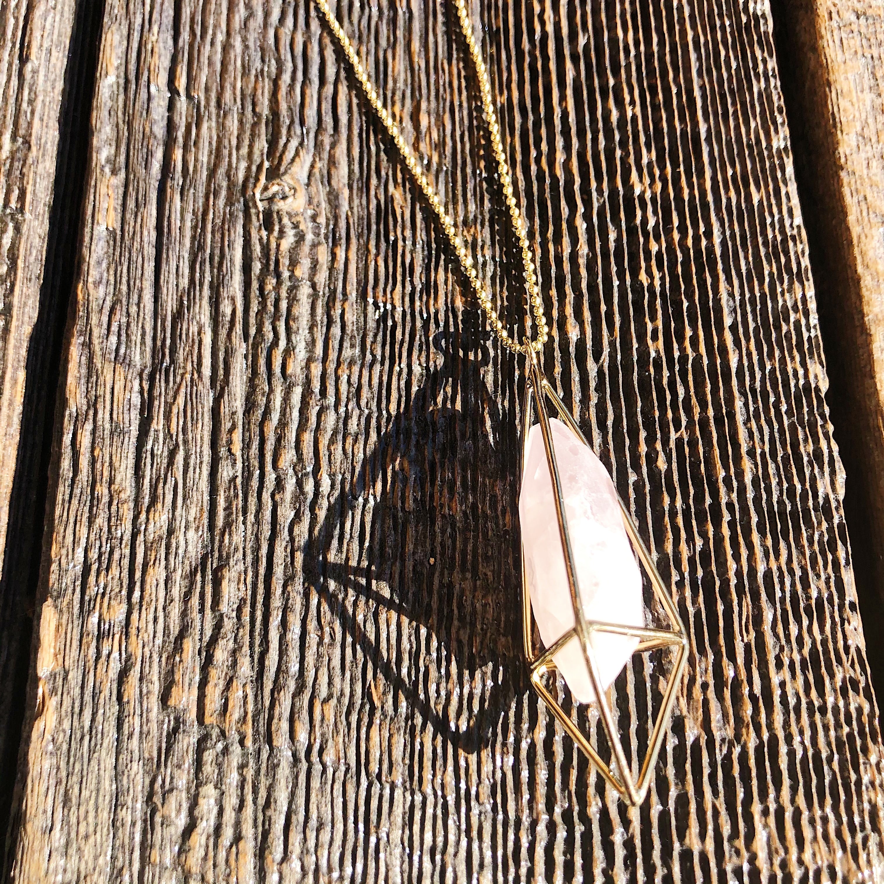 Saraswati // Lumia Necklace Gold Rose Quartz