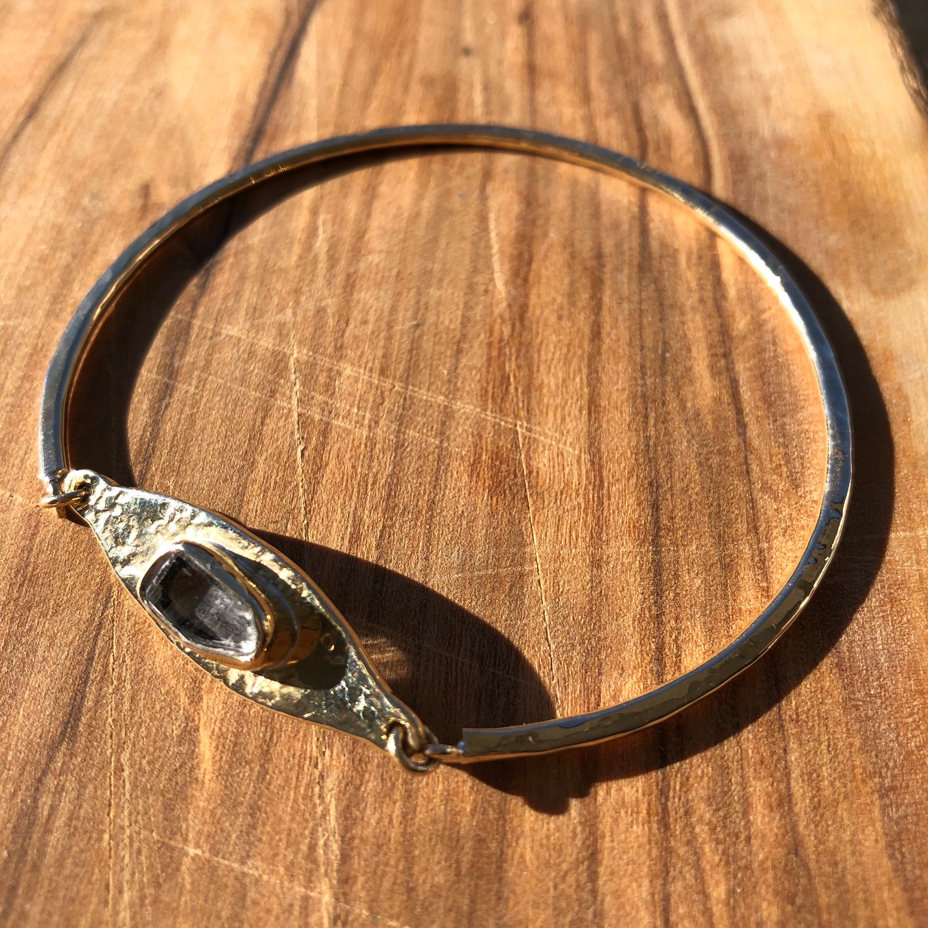 Lissa Bowie // Brass and Quartz Bangle