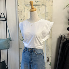 Indi & Cold // White Cotton Tee Sleeveless
