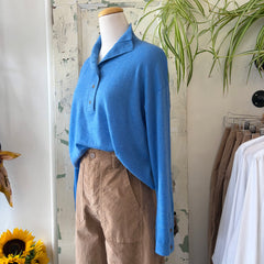 Indi & Cold // Button Neck Blue Sweater