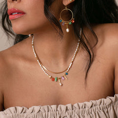Hailey Gerrits // Austra Necklace Brights and Pearl