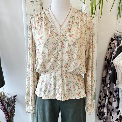 Indi & Cold // Boho Floral Top Ecru