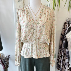 Indi & Cold // Boho Floral Top Ecru