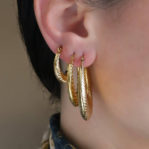 Blue Eye Jewellery // Twisted Crescent Hoops GP 20mm