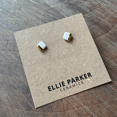 Ellie Parker // Ceramic Square Studs White