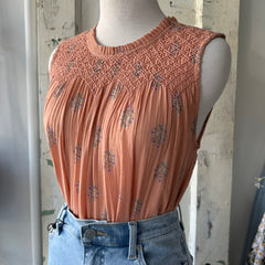 Indi & Cold // Peach Smocked Top