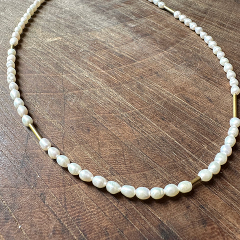 Frug //  Brass Pearl Loop Necklace