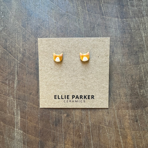 Ellie Parker // Ceramic Orange Cat Stud