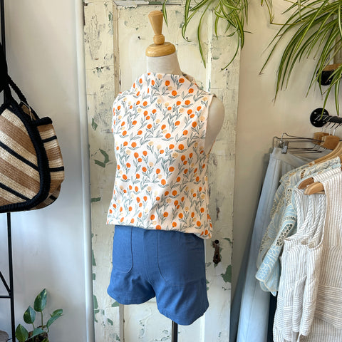 Meemoza // Edie Stretch Cotton Shorts Blue