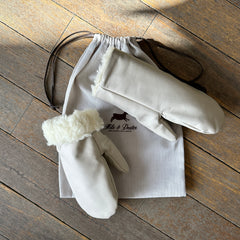 Milo and Dexter // Classic Leather Mittens Stone