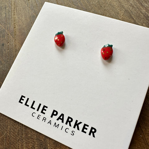 Ellie Parker // Ceramic Strawberry Studs