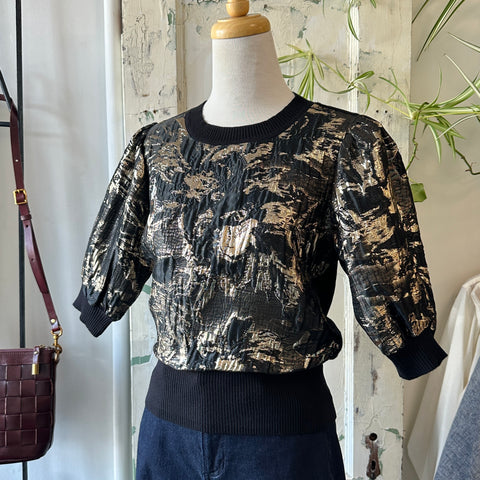 Astrid // Black Gold Sparkle Top