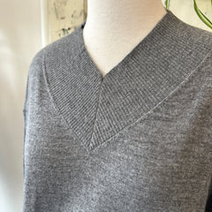Indi & Cold // V-Neck Grey Sweater with Alpaca
