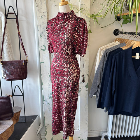 Astrid // Maroon Speckle Print Dress