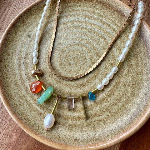 Hailey Gerrits // Austra Necklace Brights and Pearl