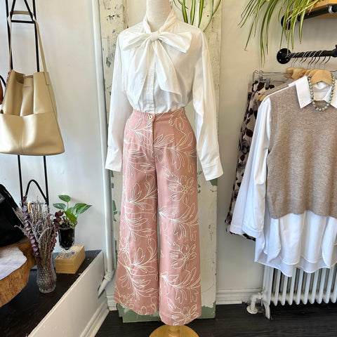 Marigold // Diana Pants Pink Embroidered Denim